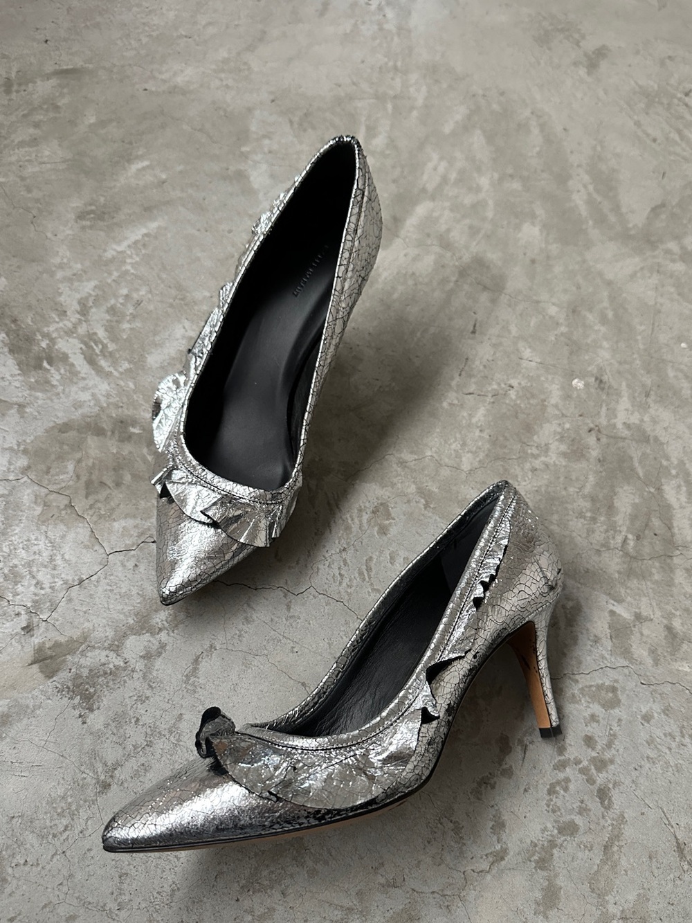 Isabel Marant Silver Foil kitten heel 39 ruffle